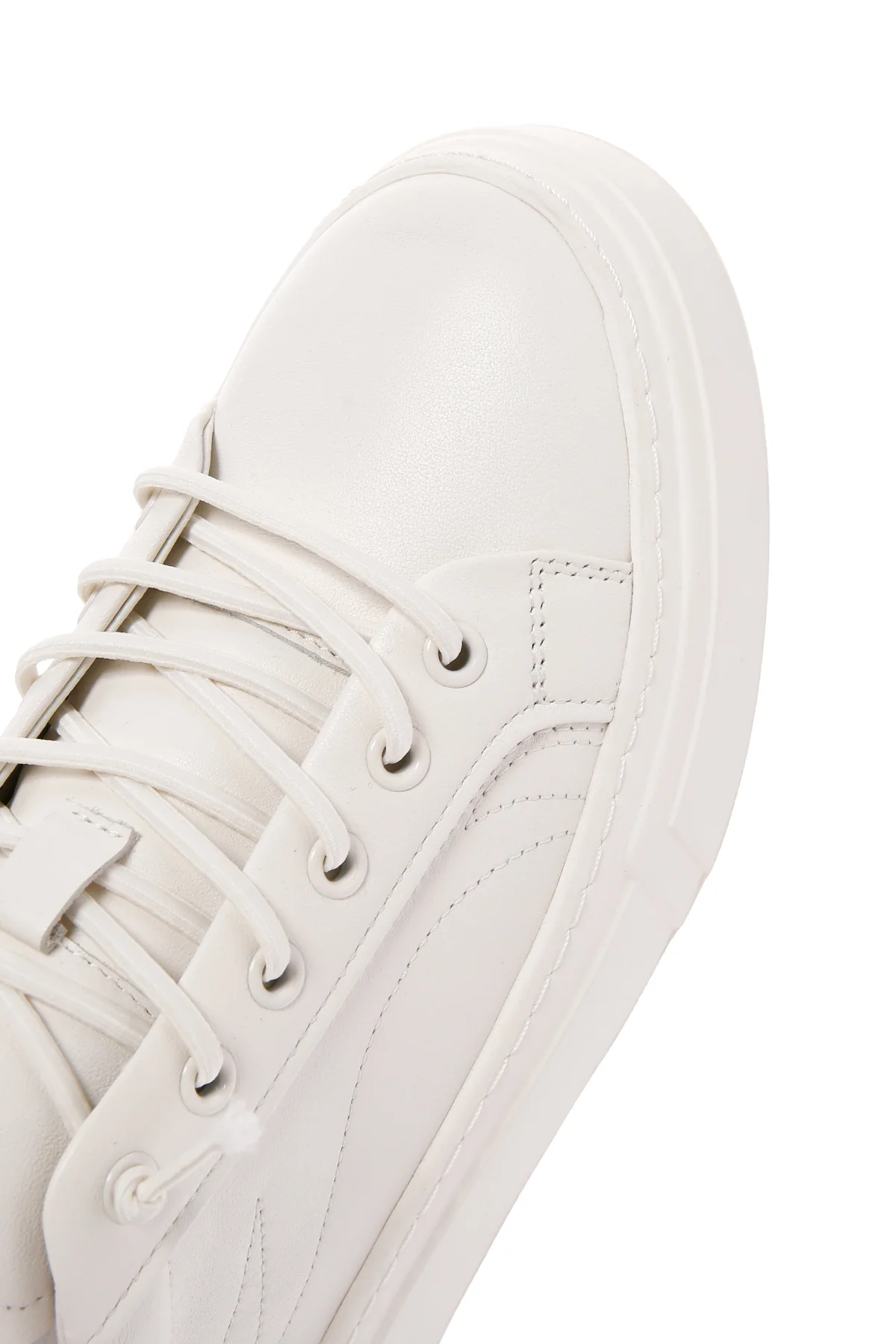 Erkek Beyaz Bağcıklı Deri Sneaker - Image 10