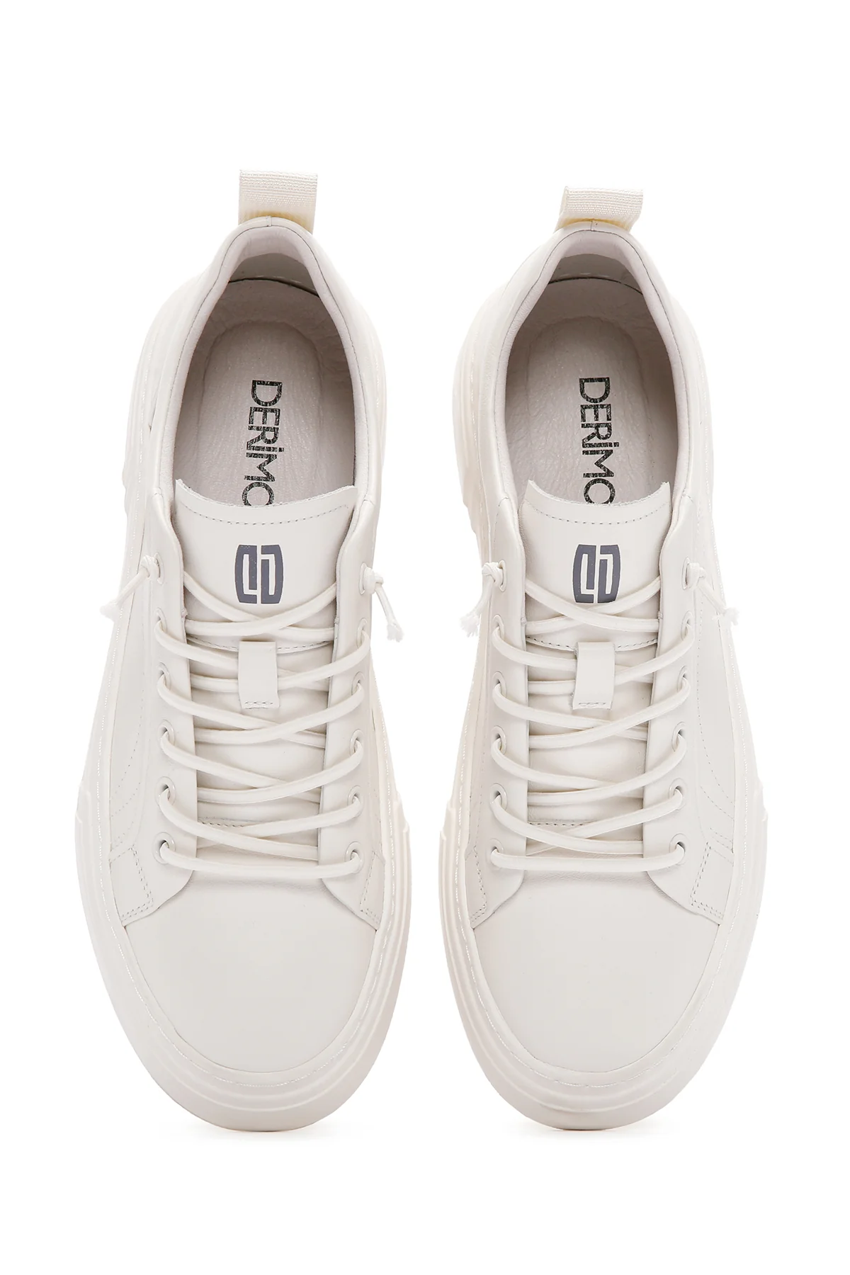Erkek Beyaz Bağcıklı Deri Sneaker - Image 7