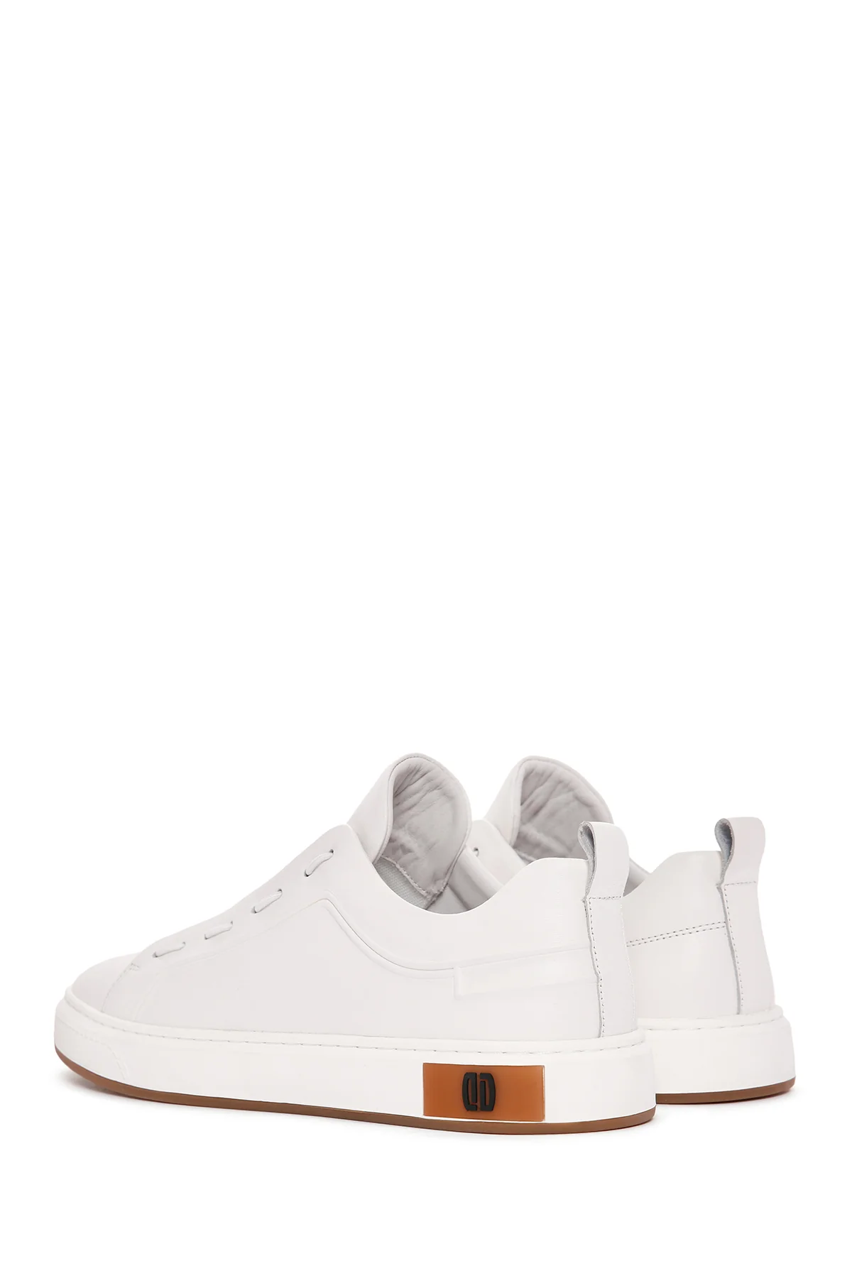 Erkek Beyaz Bağcıklı Deri Sneaker - Image 5