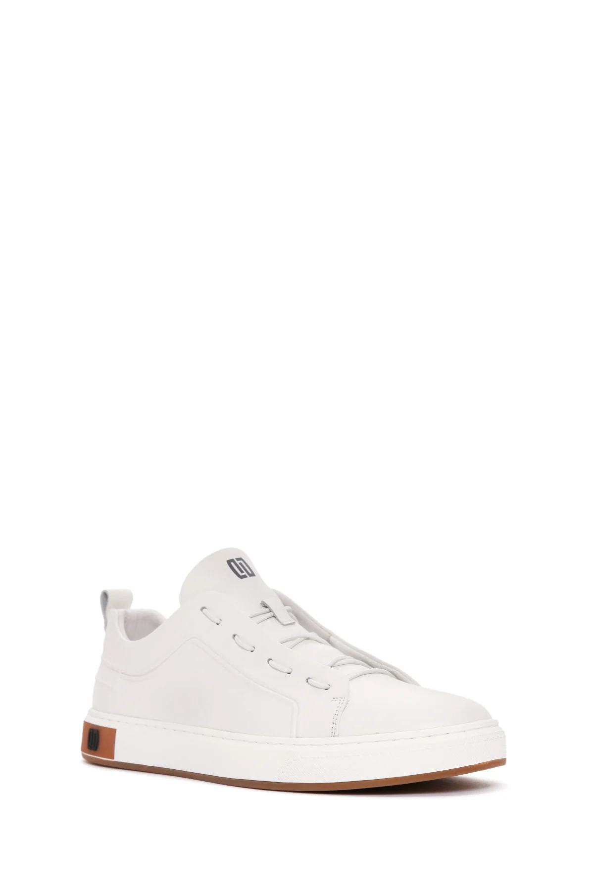 Erkek Beyaz Bağcıklı Deri Sneaker - Image 6