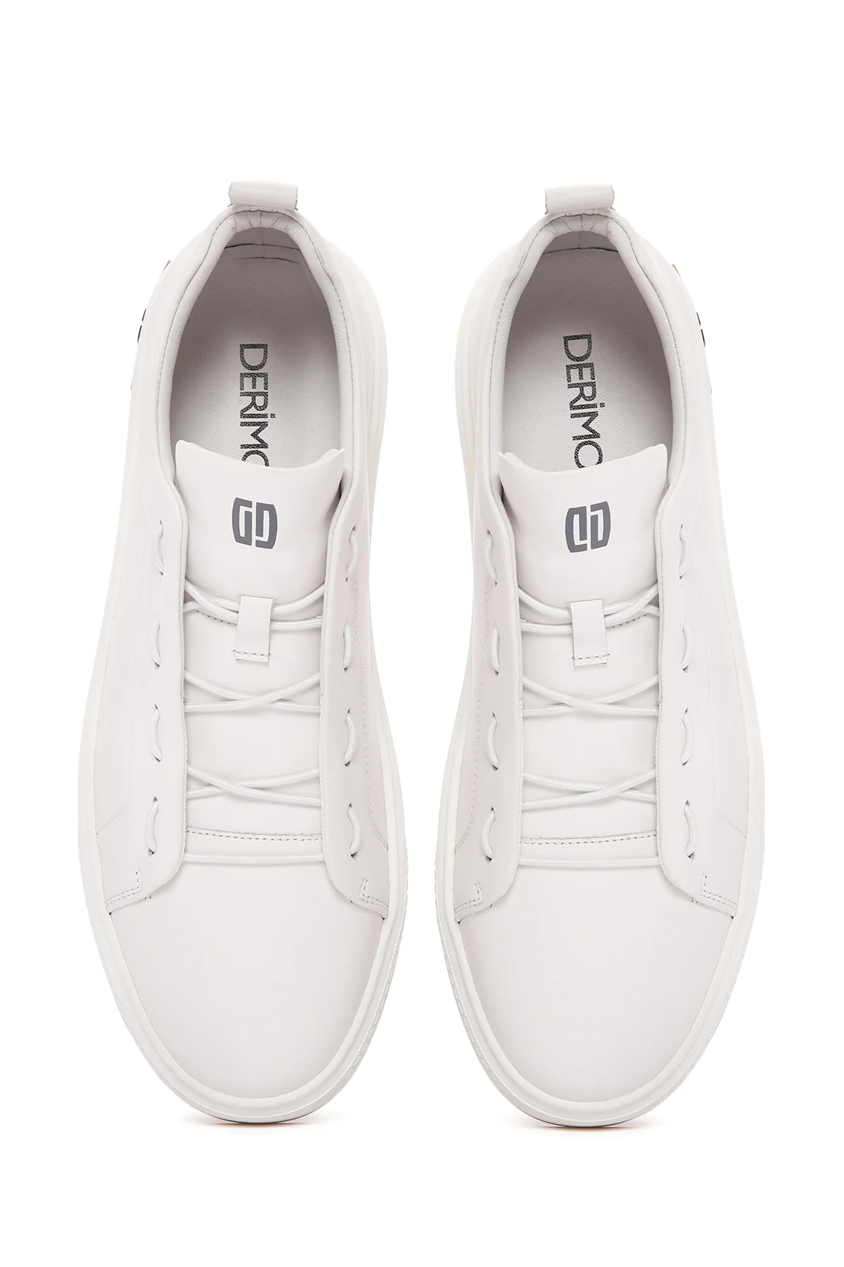 Erkek Beyaz Bağcıklı Deri Sneaker - Image 7