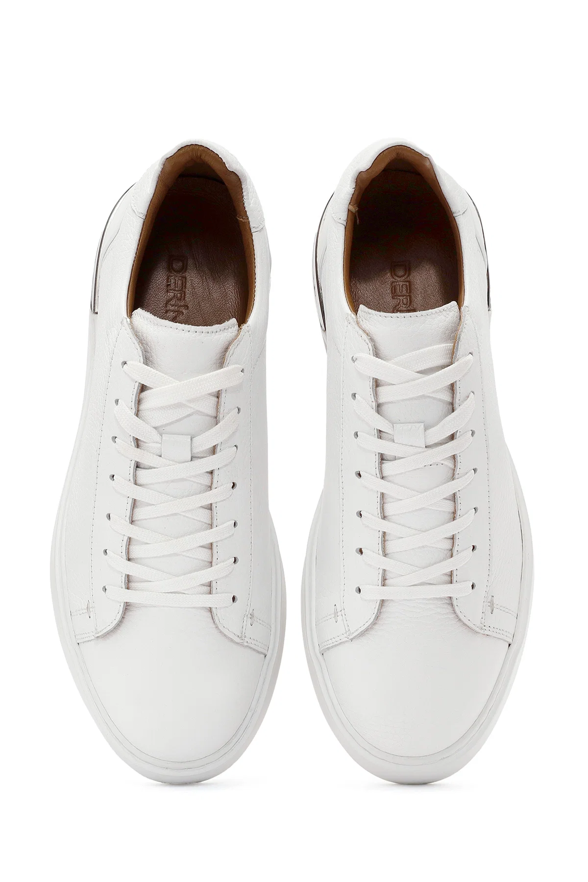 Erkek Beyaz Bağcıklı Deri Sneaker - Image 7