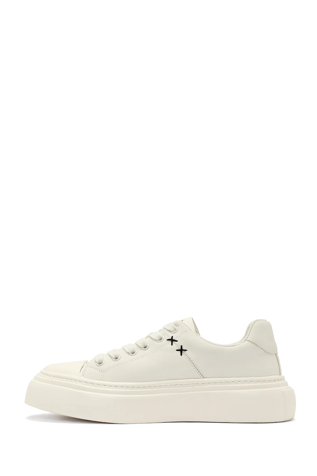 Erkek Beyaz Bağcıklı Deri Sneaker - Image 2
