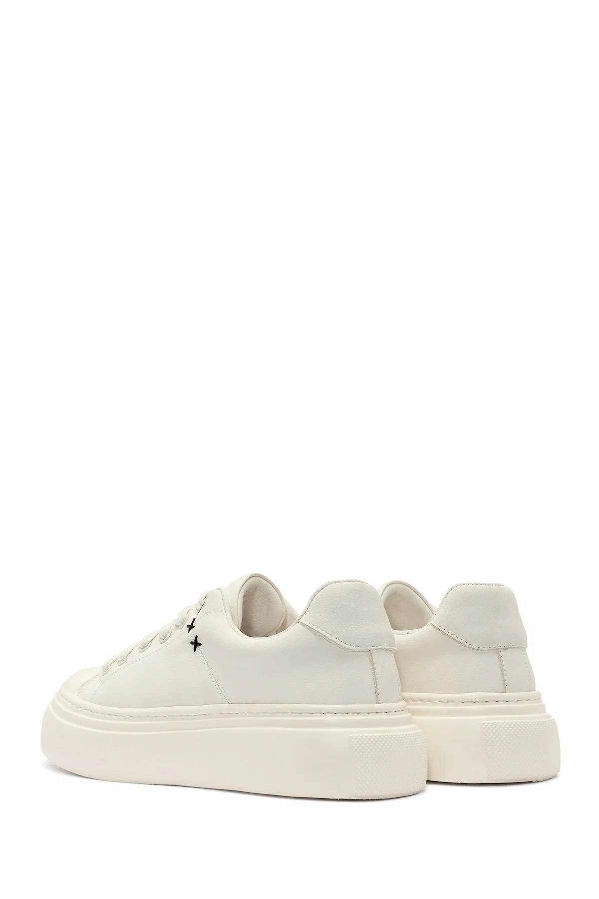 Erkek Beyaz Bağcıklı Deri Sneaker - Image 5