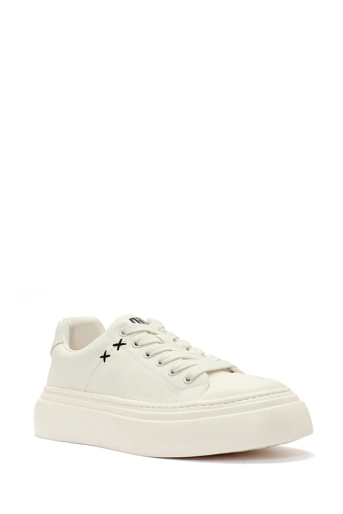 Erkek Beyaz Bağcıklı Deri Sneaker - Image 7