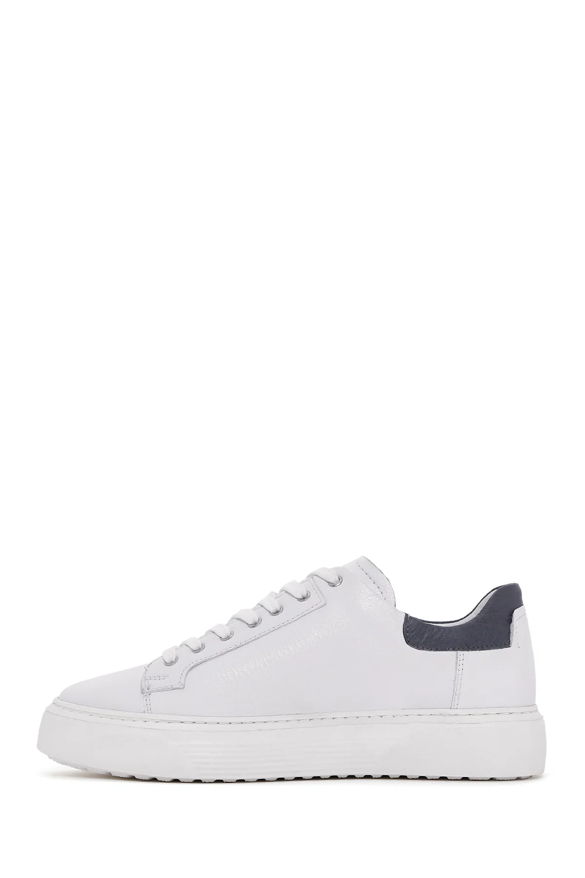 Erkek Beyaz Bağcıklı Deri Sneaker - Image 2