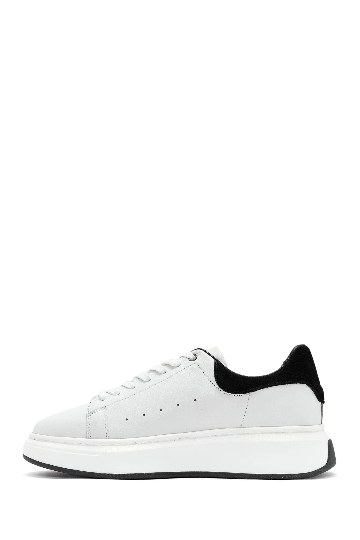 Erkek Beyaz Bağcıklı Deri Sneaker - Image 2