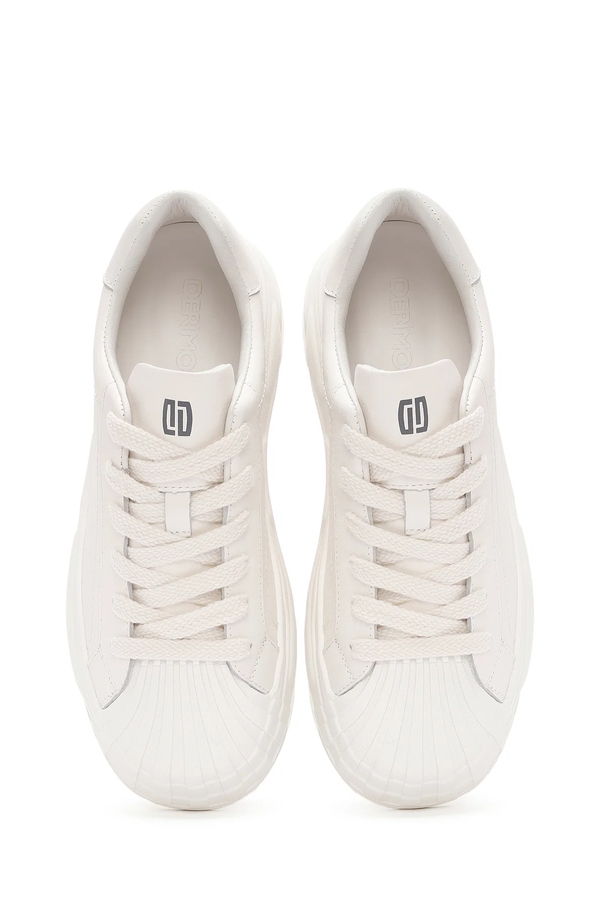 Erkek Beyaz Bağcıklı Deri Sneaker - Image 7