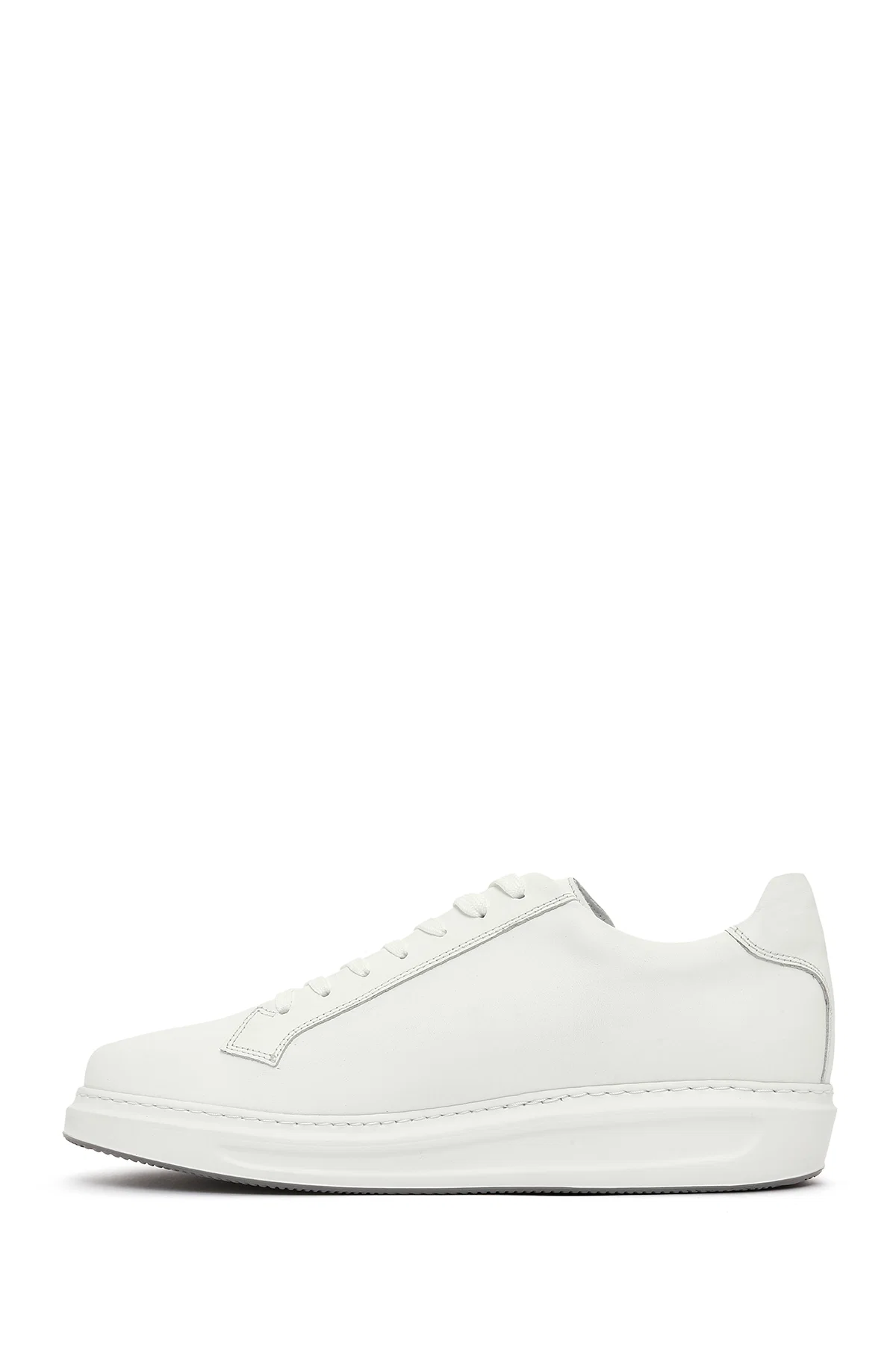 Erkek Beyaz Bağcıklı Deri Sneaker - Image 2