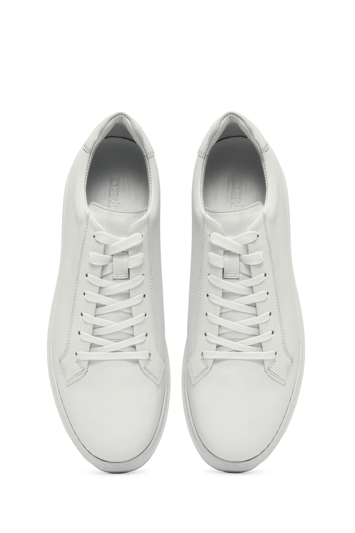Erkek Beyaz Bağcıklı Deri Sneaker - Image 7