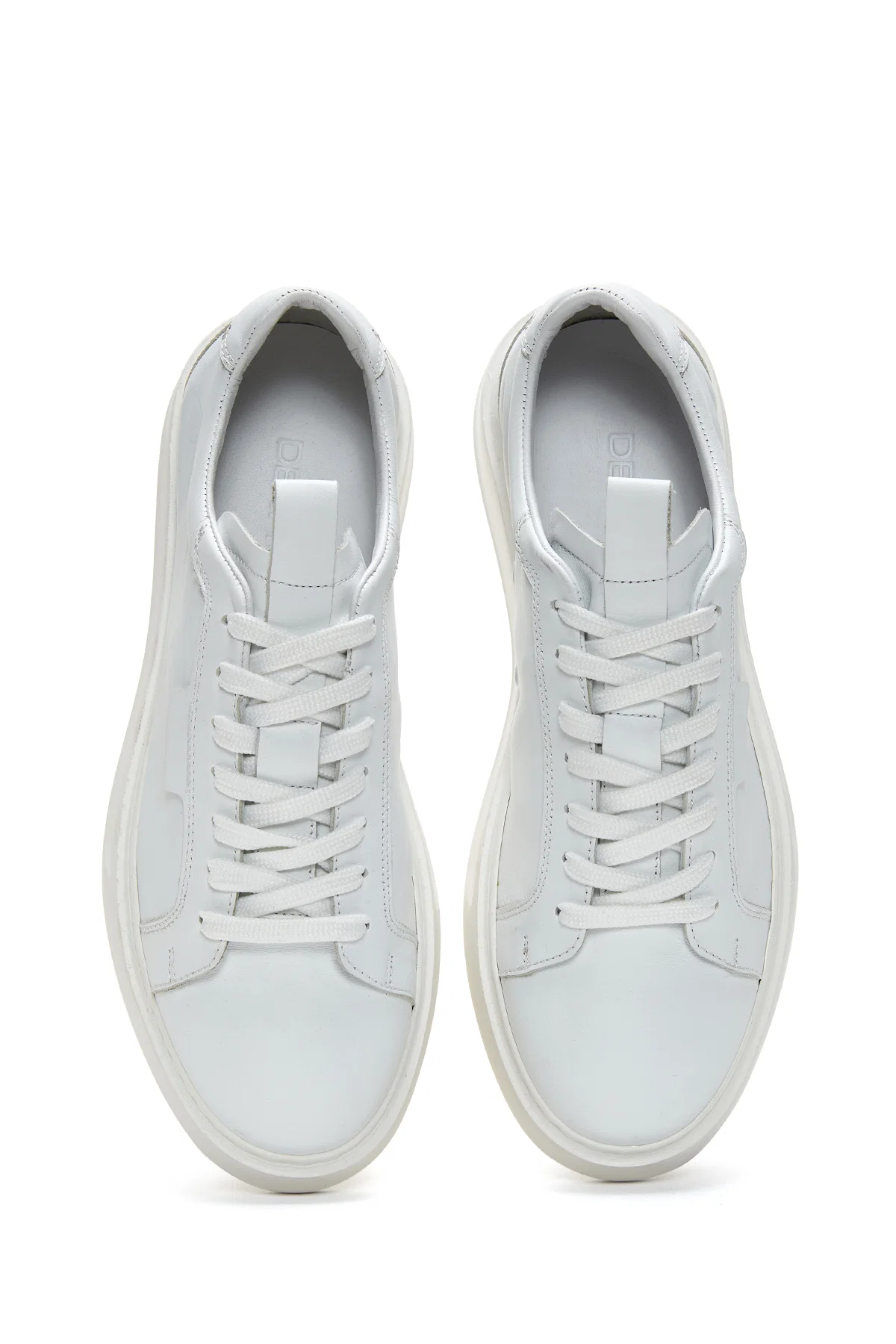 Erkek Beyaz Bağcıklı Deri Sneaker - Image 6