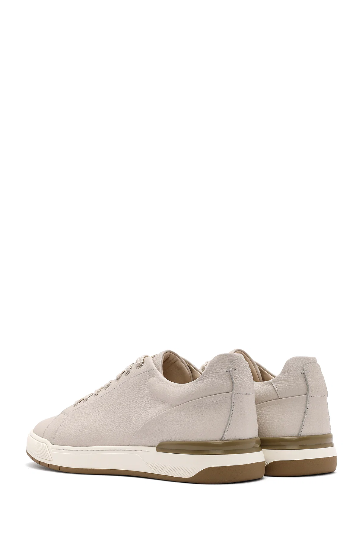 Erkek Beyaz Bağcıklı Deri Sneaker - Image 5