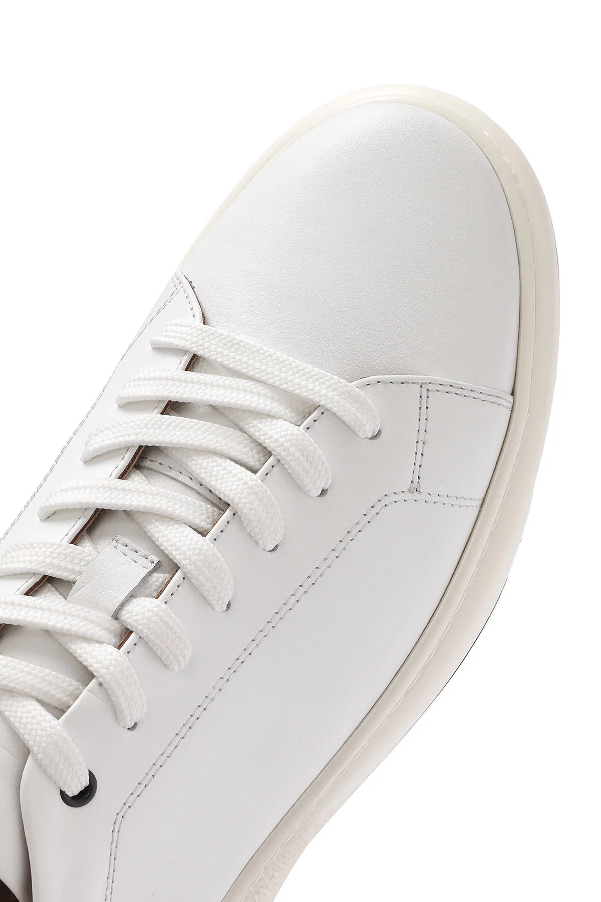 Erkek Beyaz Bağcıklı Deri Sneaker - Image 9