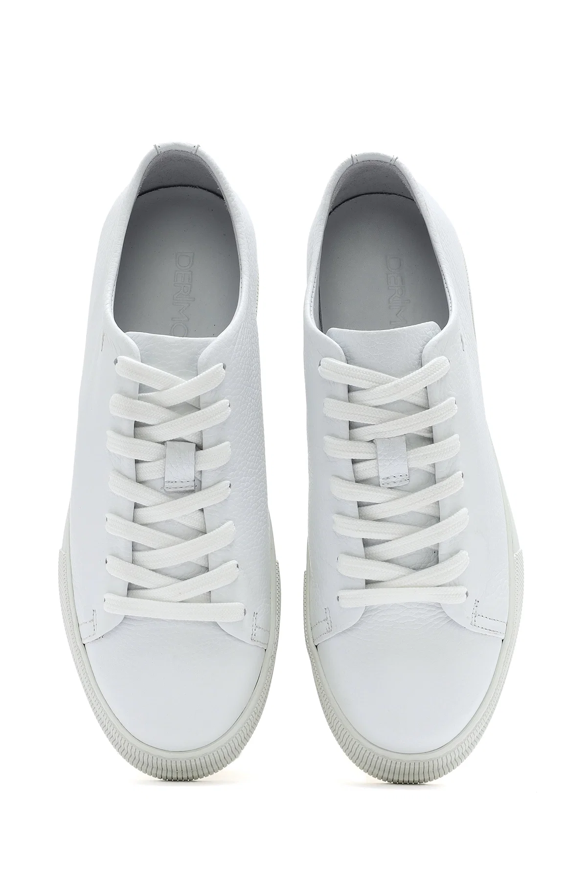 Erkek Beyaz Bağcıklı Deri Sneaker - Image 6