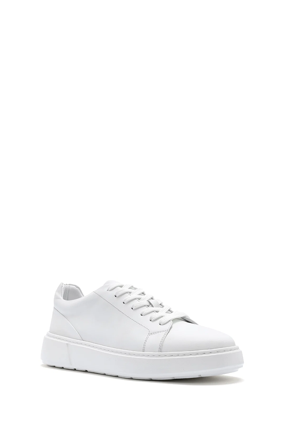 Erkek Beyaz Bağcıklı Deri Sneaker - Image 6
