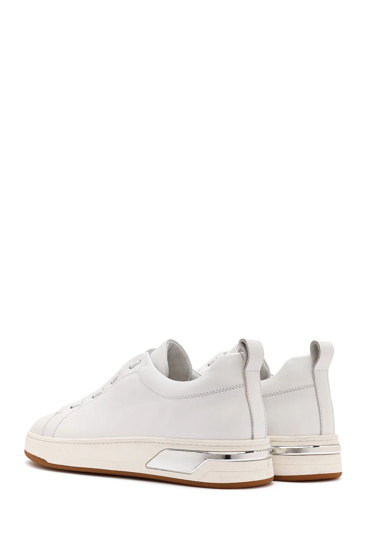 Erkek Beyaz Bağcıklı Deri Sneaker - Image 5