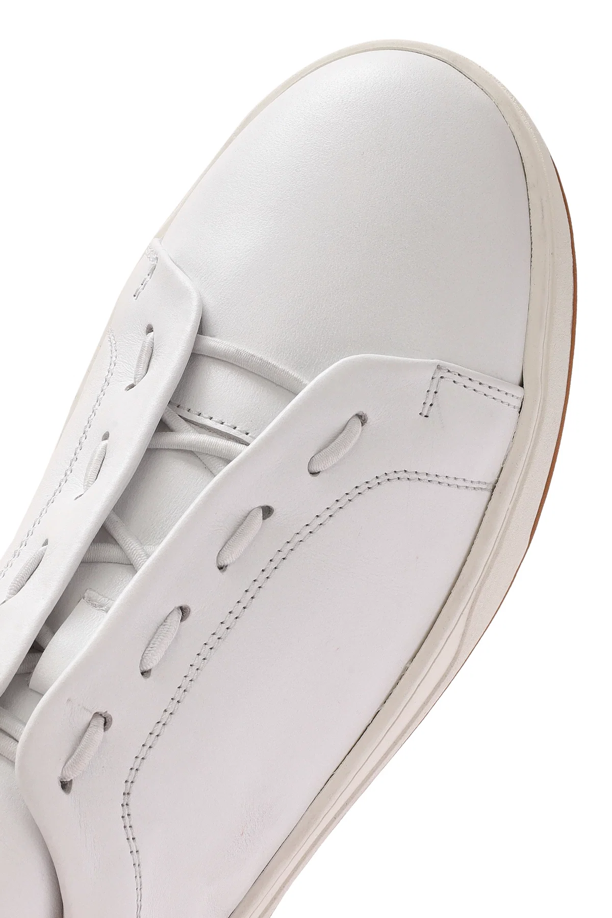 Erkek Beyaz Bağcıklı Deri Sneaker - Image 8
