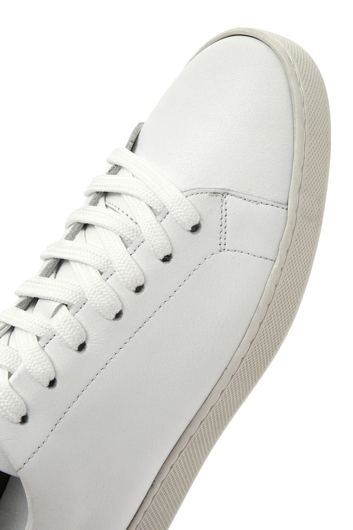 Erkek Beyaz Bağcıklı Deri Sneaker - Image 10