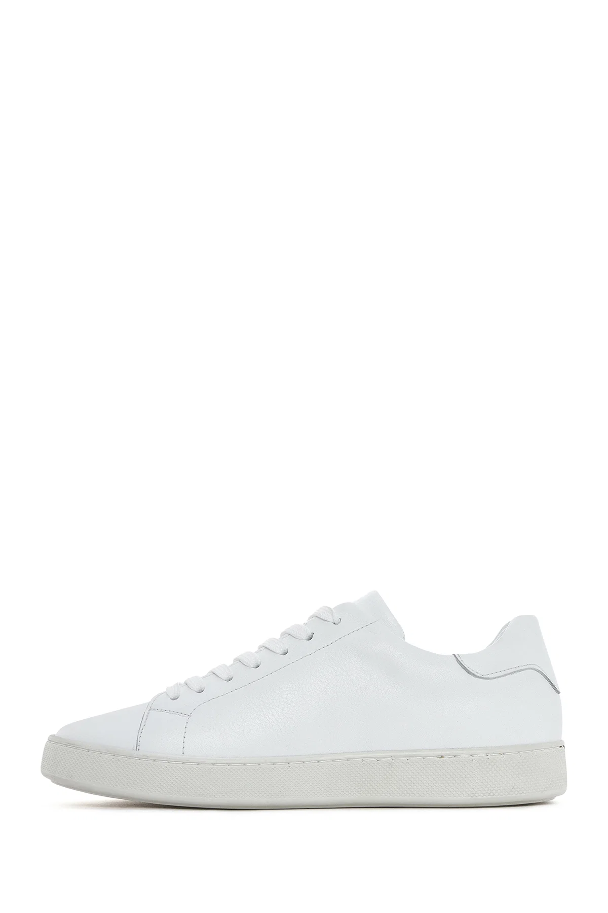 Erkek Beyaz Bağcıklı Deri Sneaker - Image 2