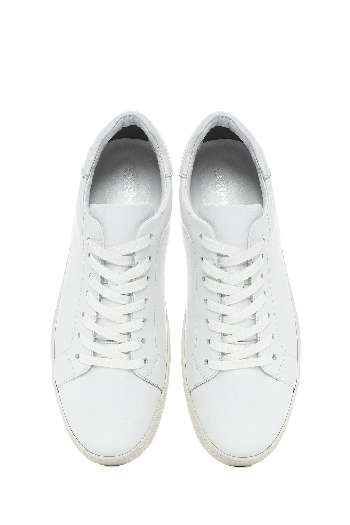 Erkek Beyaz Bağcıklı Deri Sneaker - Image 7