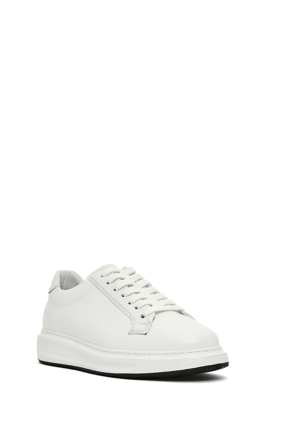 Erkek Beyaz Bağcıklı Deri Sneaker - Image 6