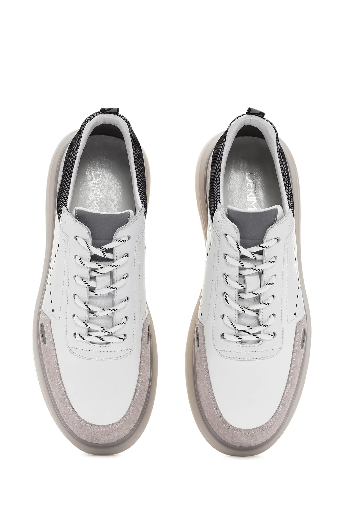 Erkek Beyaz Bağcıklı Deri Sneaker - Image 7
