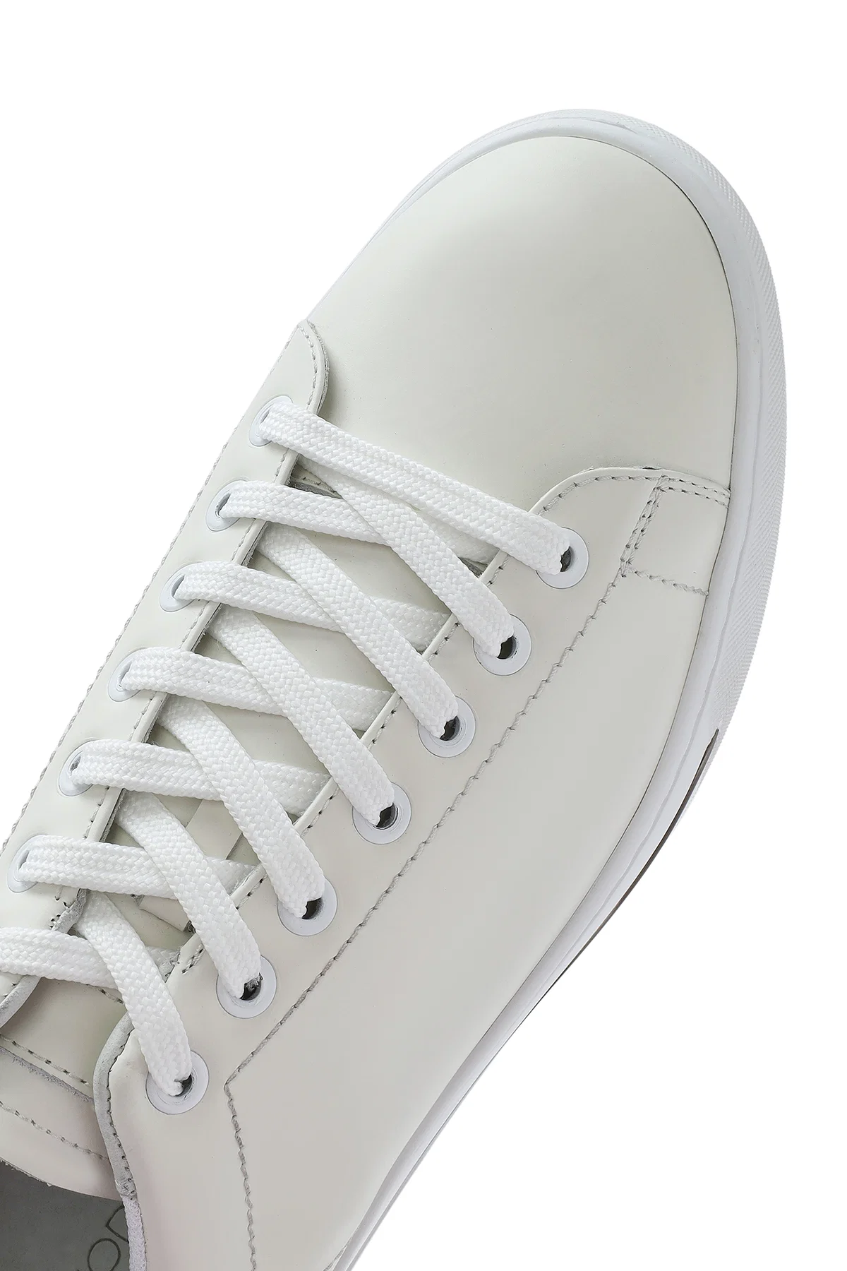 Erkek Beyaz Bağcıklı Deri Sneaker - Image 9