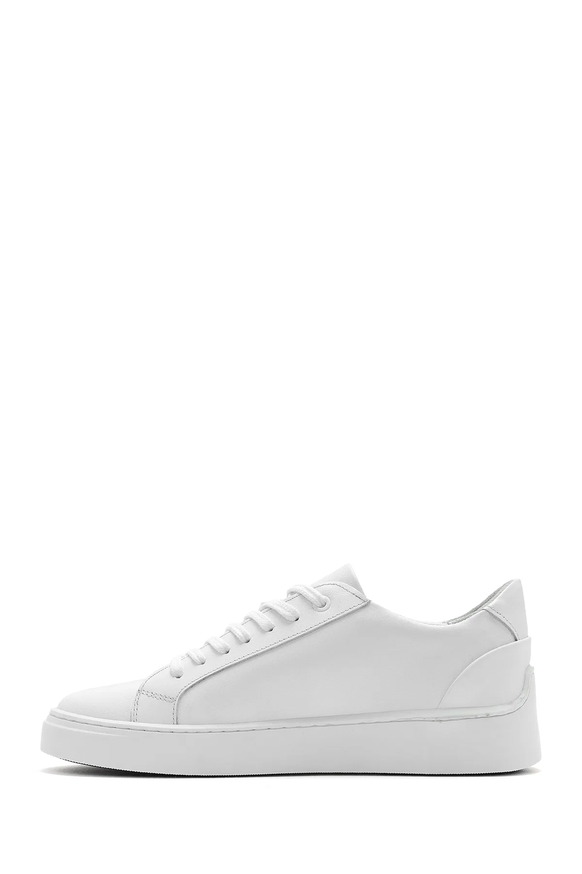Erkek Beyaz Bağcıklı Deri Sneaker - Image 2