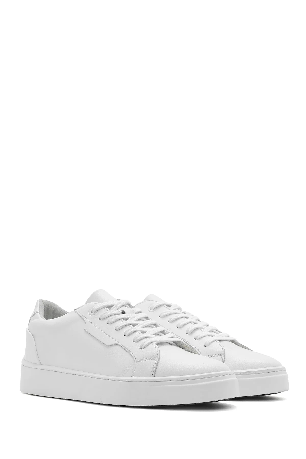 Erkek Beyaz Bağcıklı Deri Sneaker - Image 3