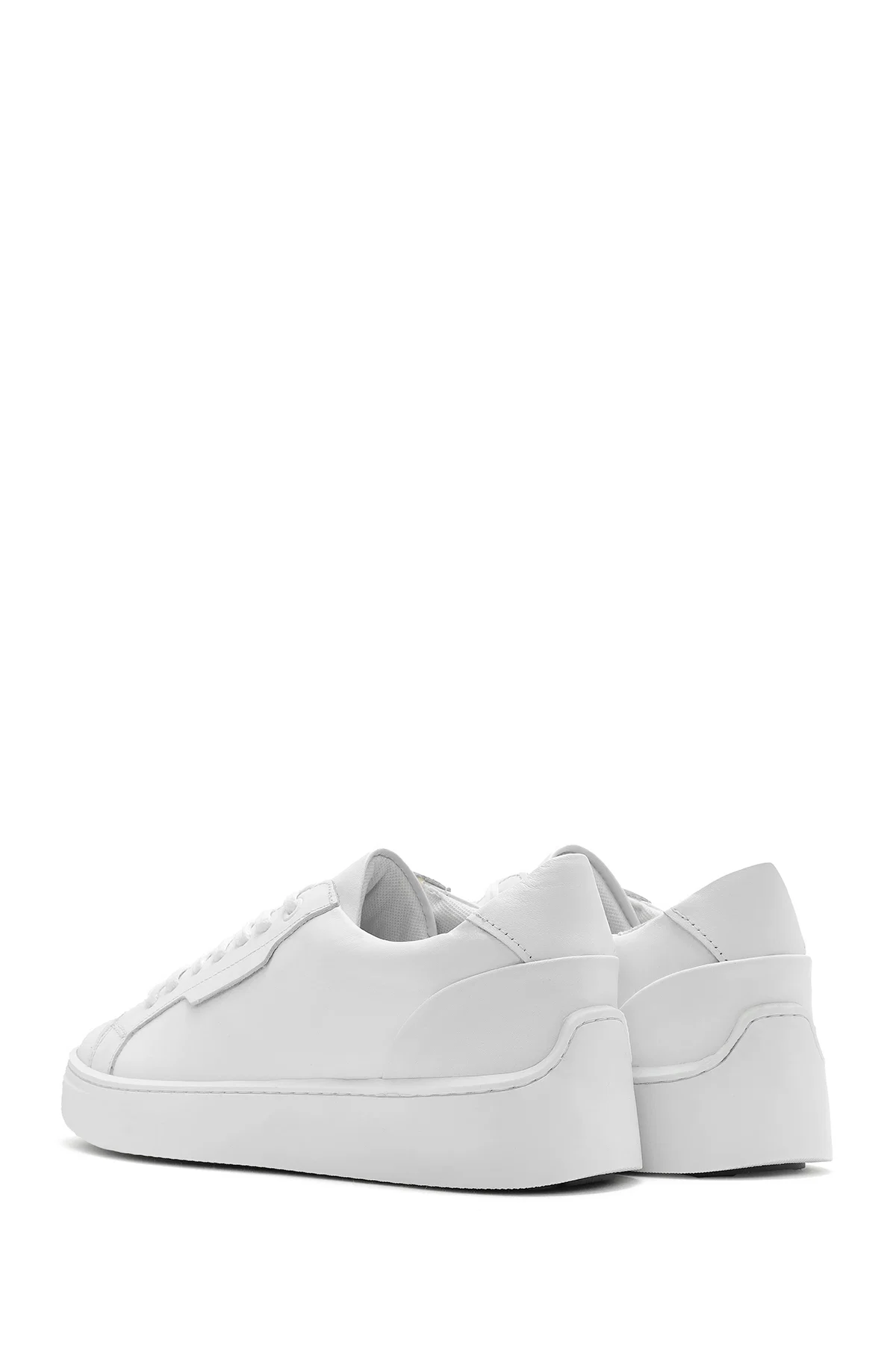 Erkek Beyaz Bağcıklı Deri Sneaker - Image 5
