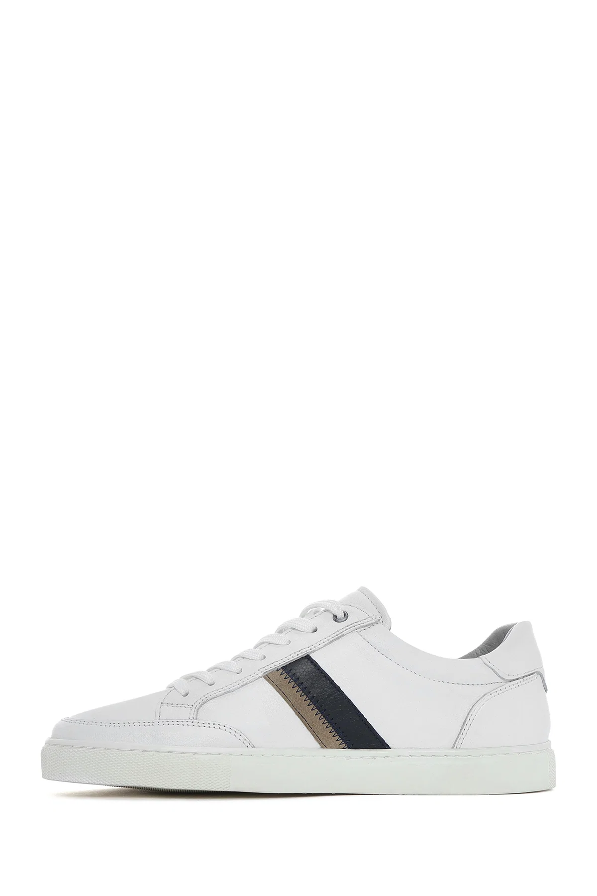 Erkek Beyaz Bağcıklı Deri Sneaker - Image 2