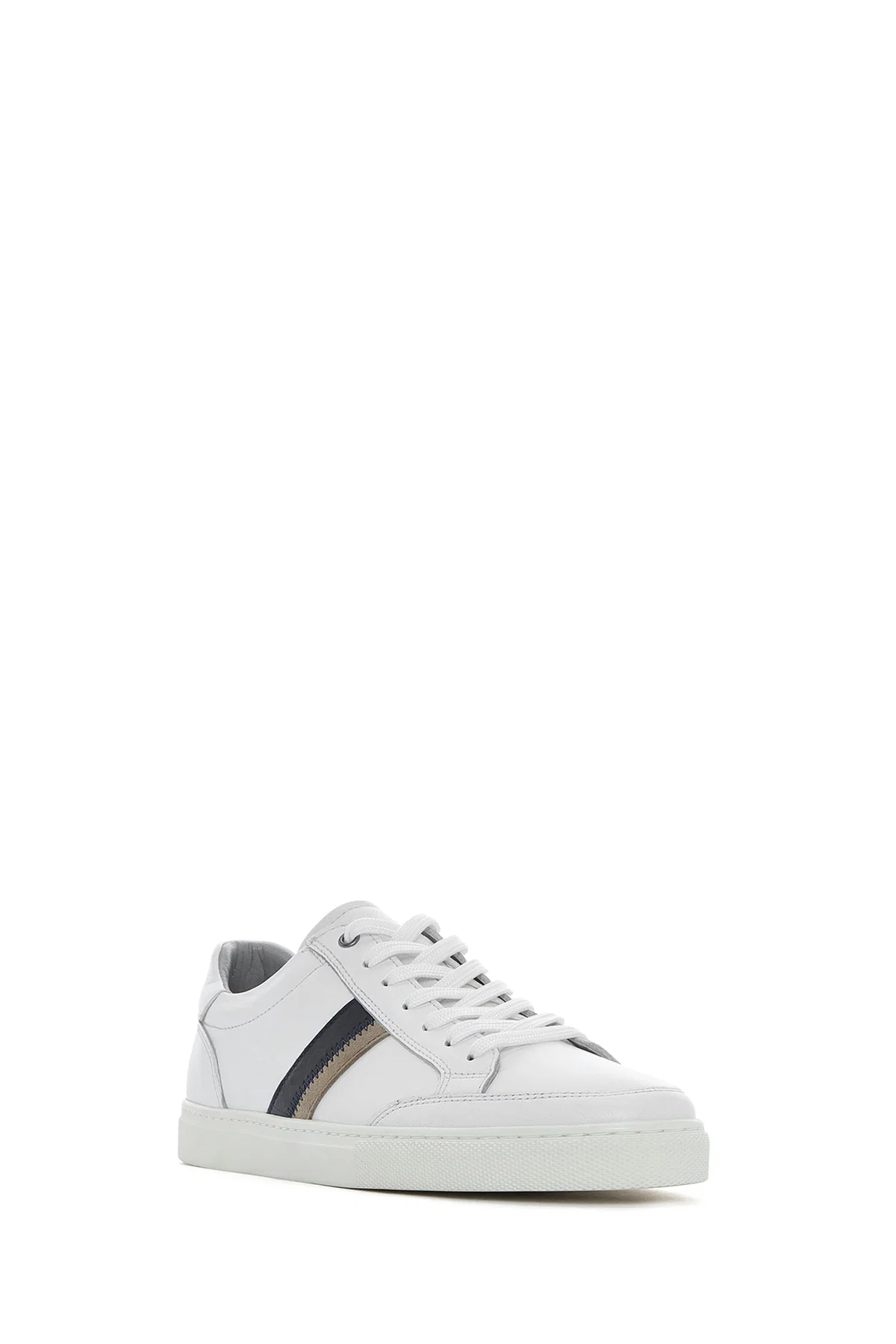Erkek Beyaz Bağcıklı Deri Sneaker - Image 6