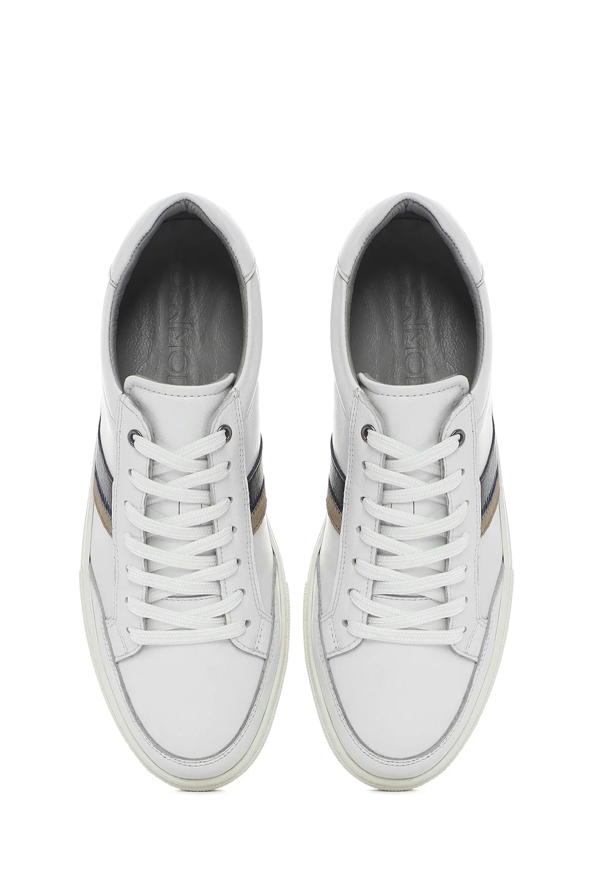 Erkek Beyaz Bağcıklı Deri Sneaker - Image 7