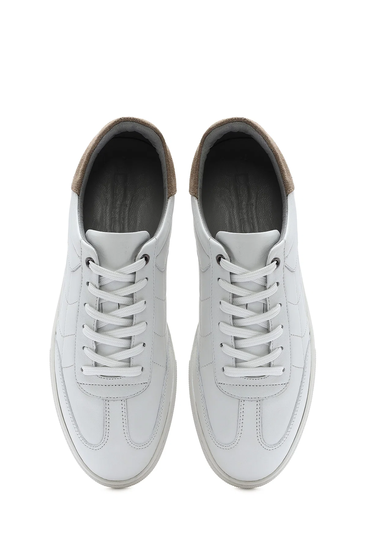 Erkek Beyaz Bağcıklı Deri Sneaker - Image 7