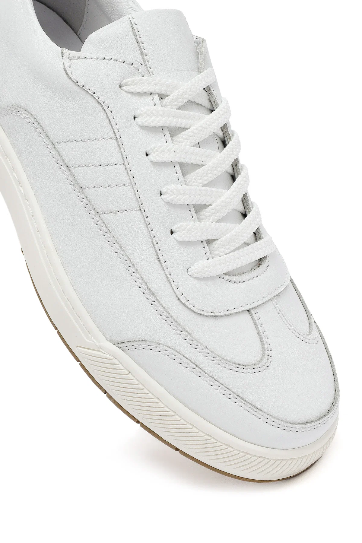Erkek Beyaz Bağcıklı Deri Sneaker - Image 11