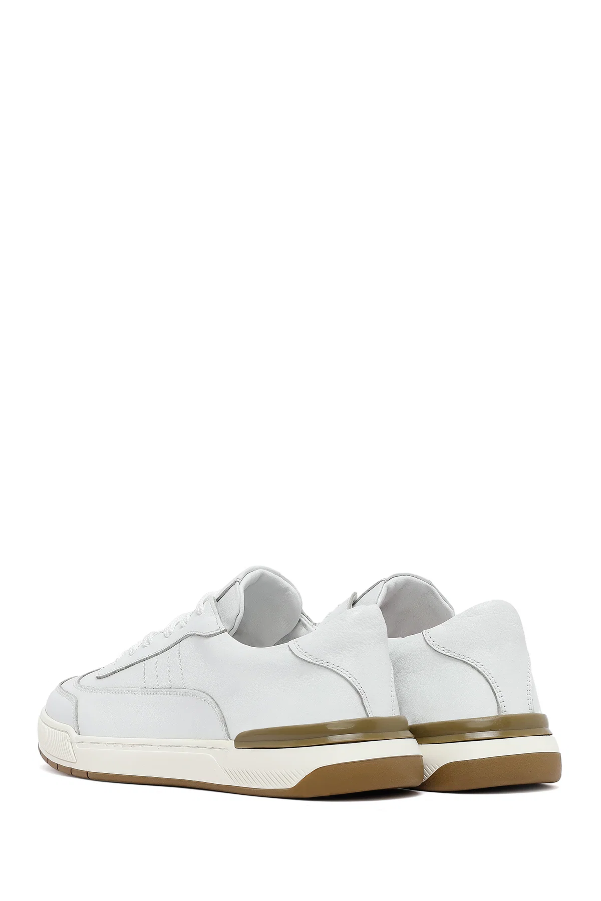 Erkek Beyaz Bağcıklı Deri Sneaker - Image 5