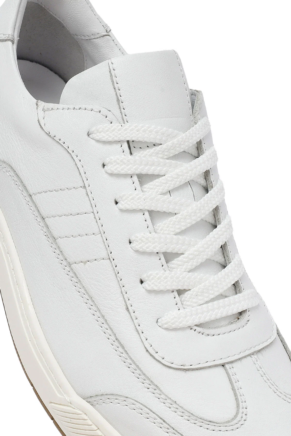 Erkek Beyaz Bağcıklı Deri Sneaker - Image 9