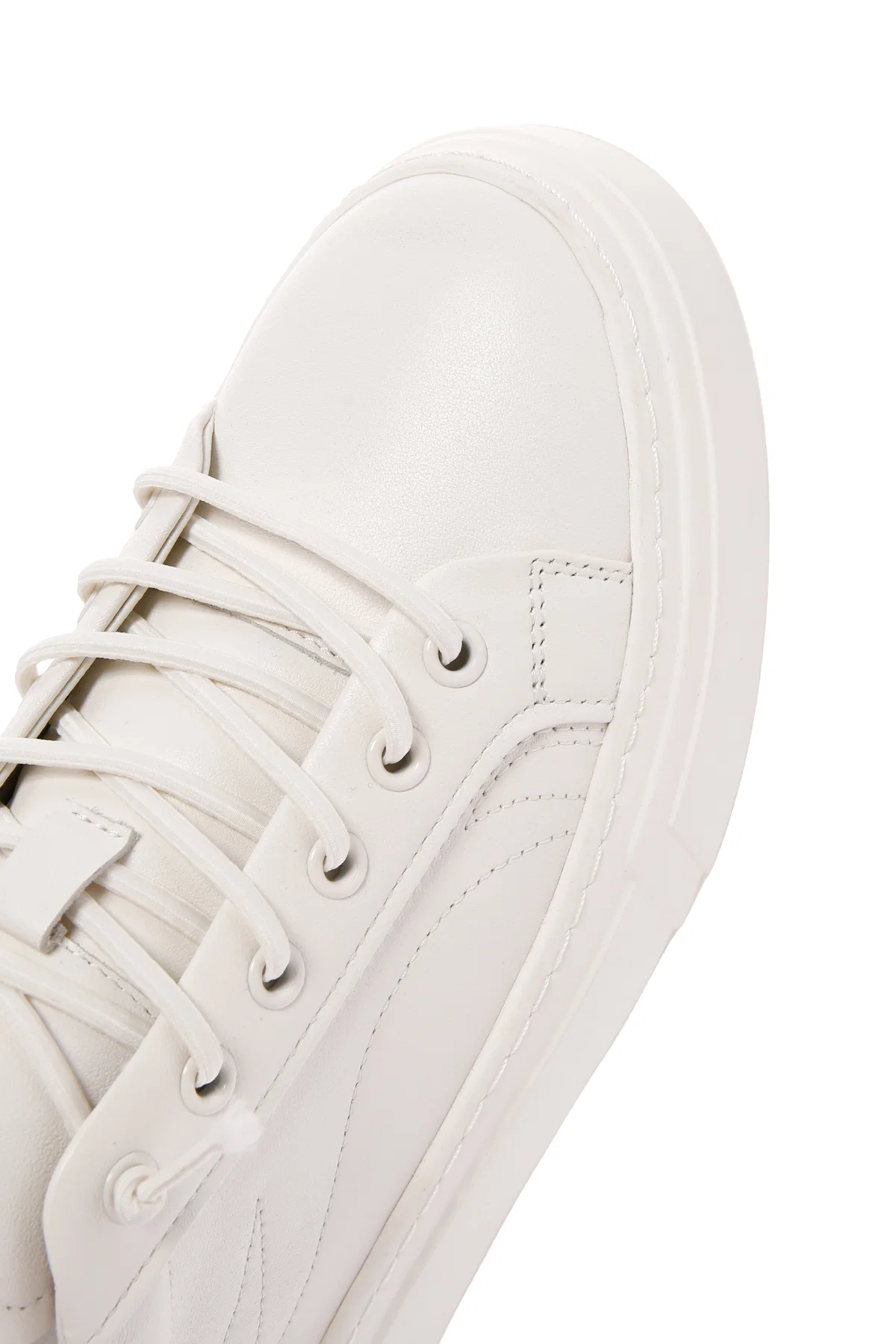 Erkek Beyaz Bağcıklı Deri Sneaker - Image 10