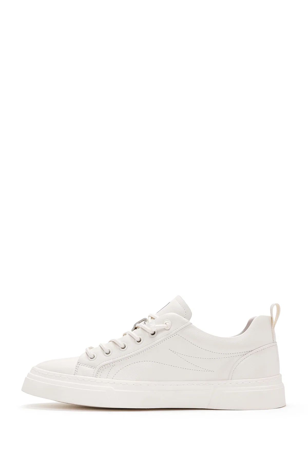 Erkek Beyaz Bağcıklı Deri Sneaker - Image 2