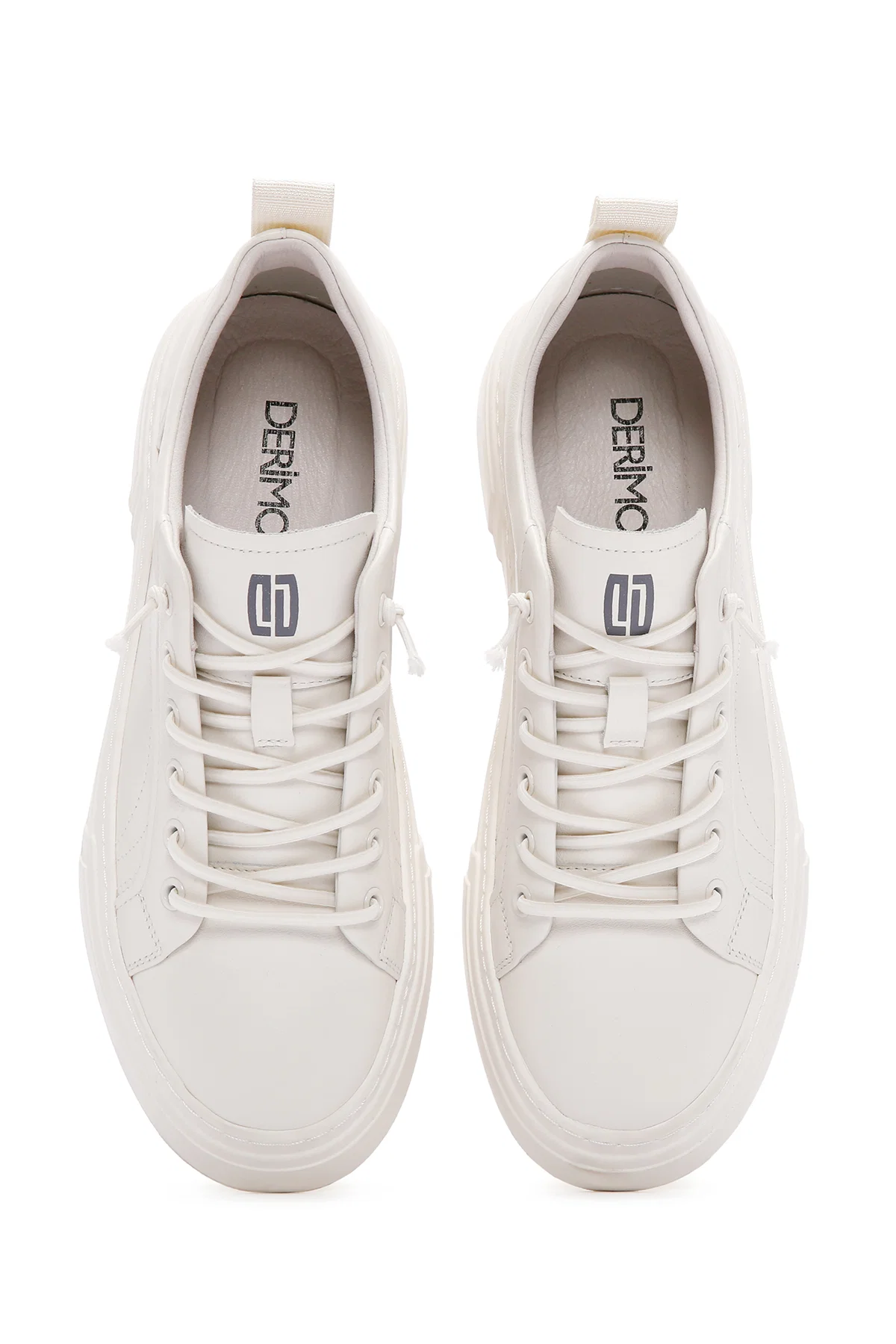 Erkek Beyaz Bağcıklı Deri Sneaker - Image 7
