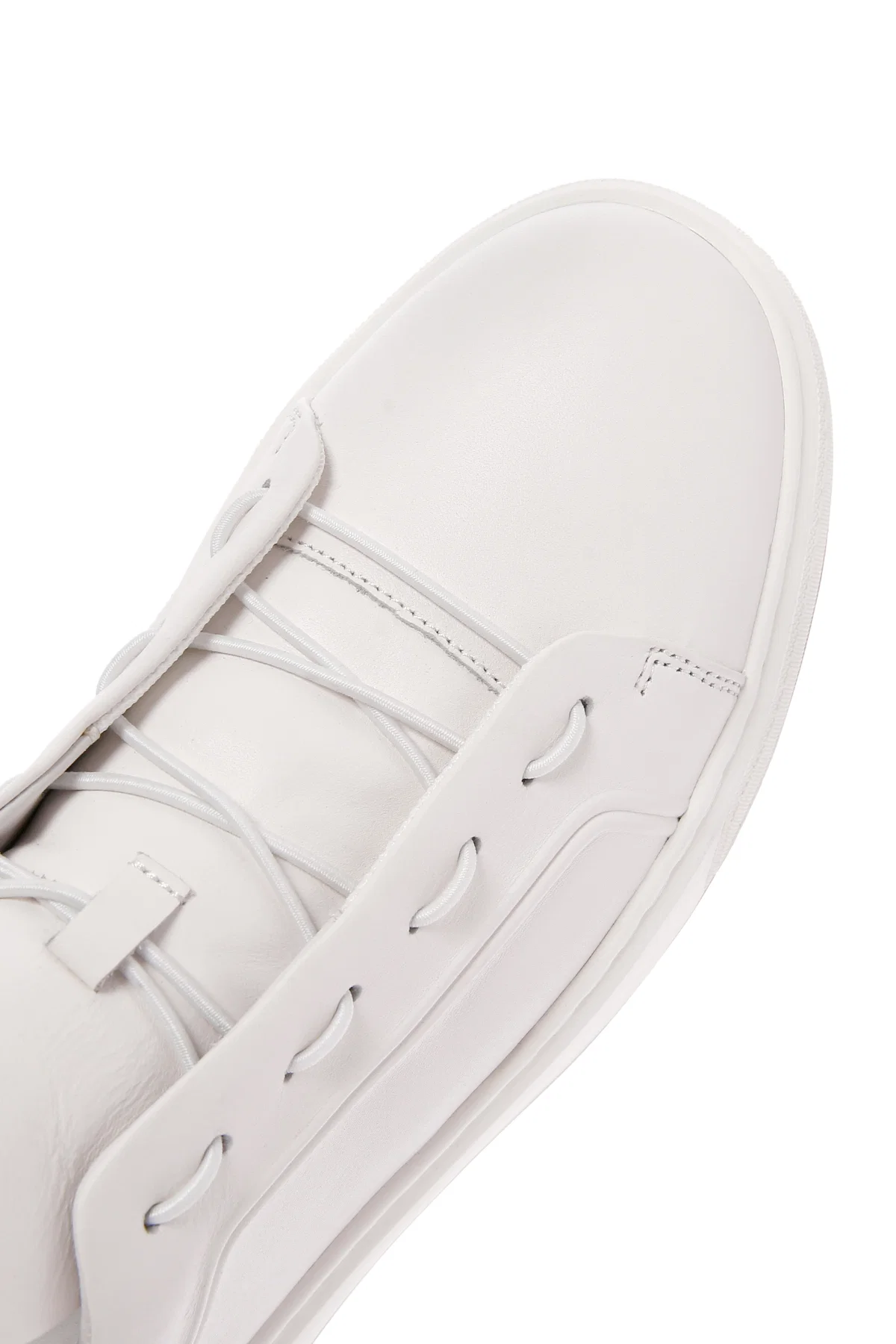 Erkek Beyaz Bağcıklı Deri Sneaker - Image 10