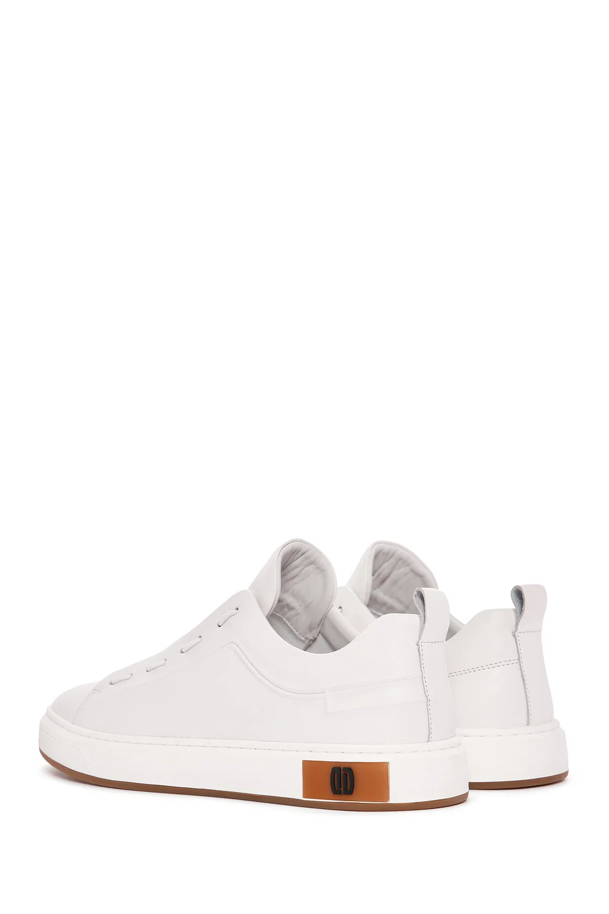 Erkek Beyaz Bağcıklı Deri Sneaker - Image 5