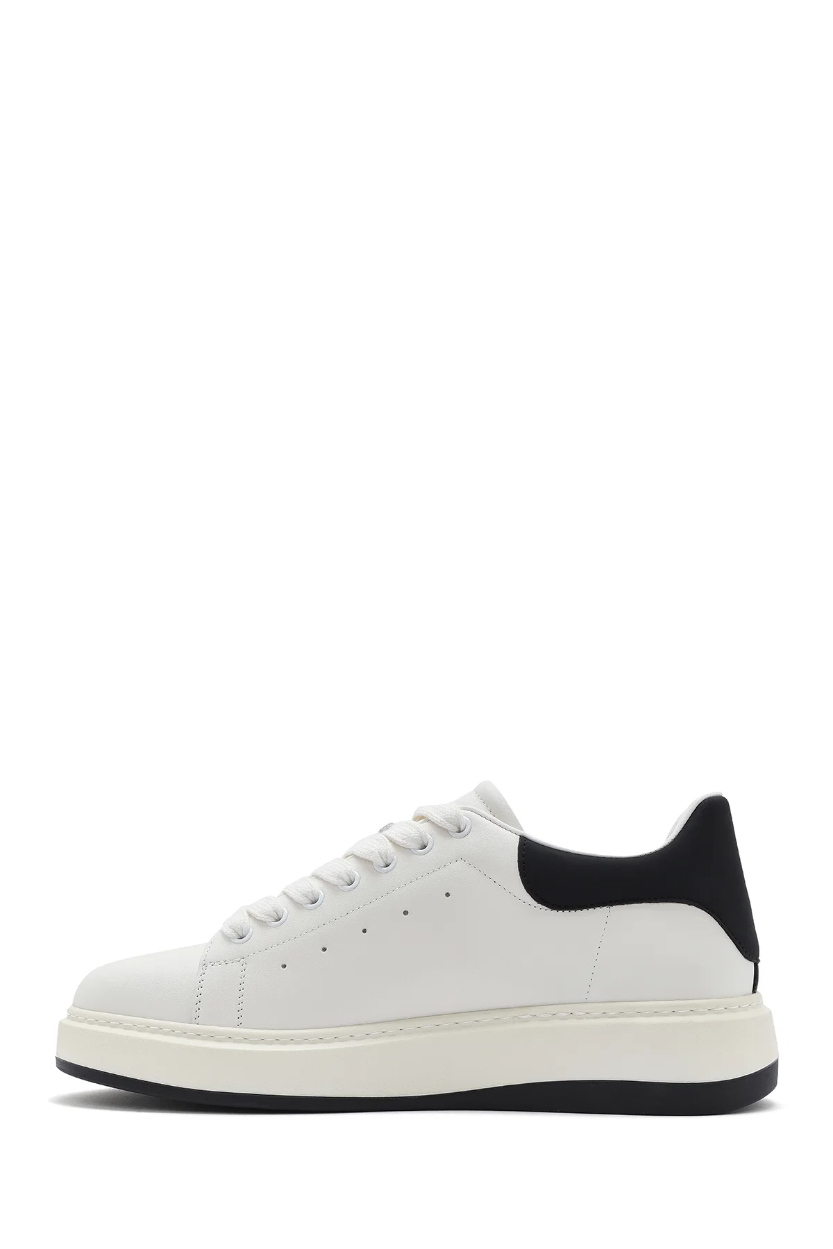 Erkek Beyaz Bağcıklı Deri Sneaker - Image 2