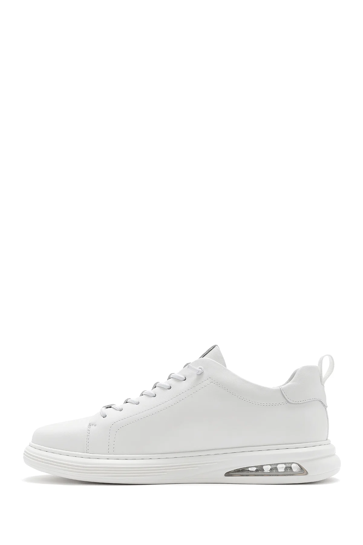 Erkek Beyaz Bağcıklı Deri Sneaker - Image 2