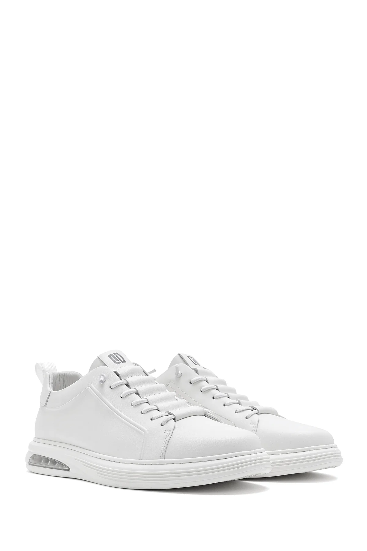 Erkek Beyaz Bağcıklı Deri Sneaker - Image 3