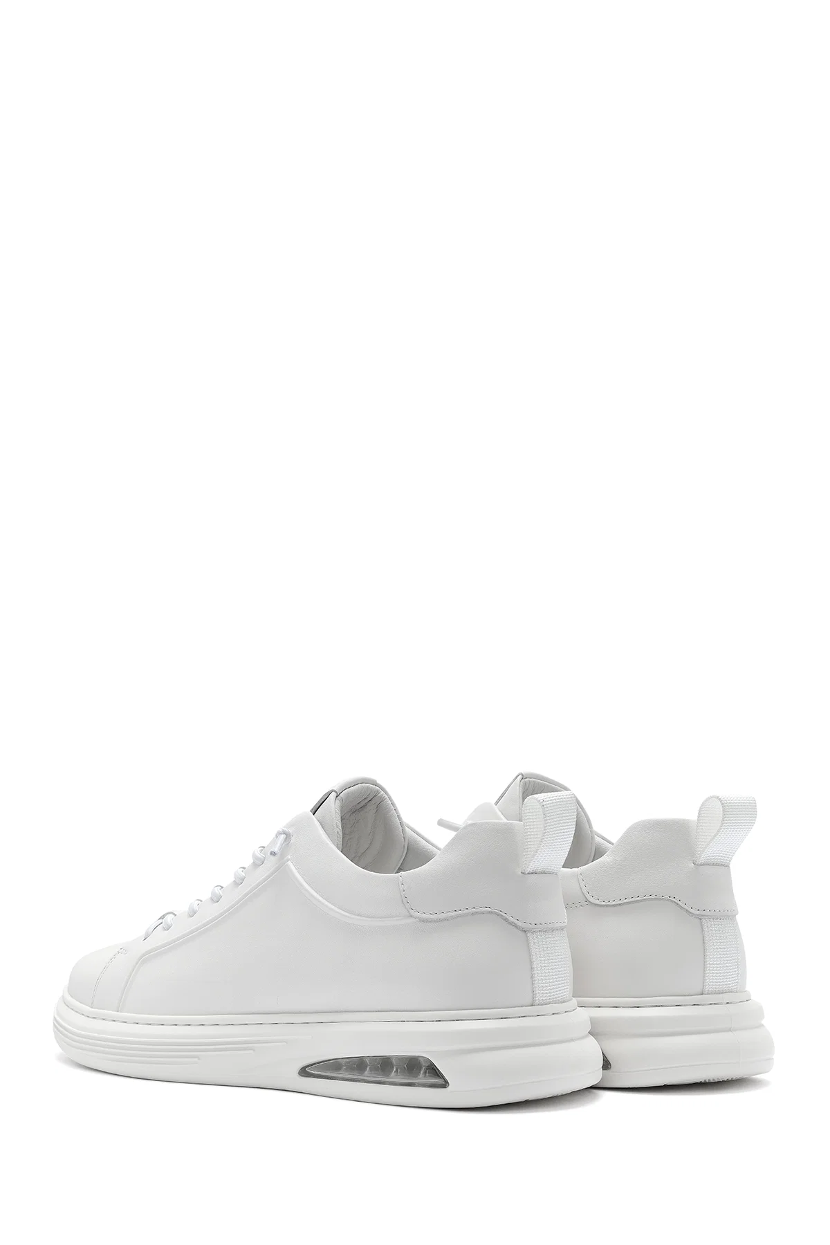Erkek Beyaz Bağcıklı Deri Sneaker - Image 5