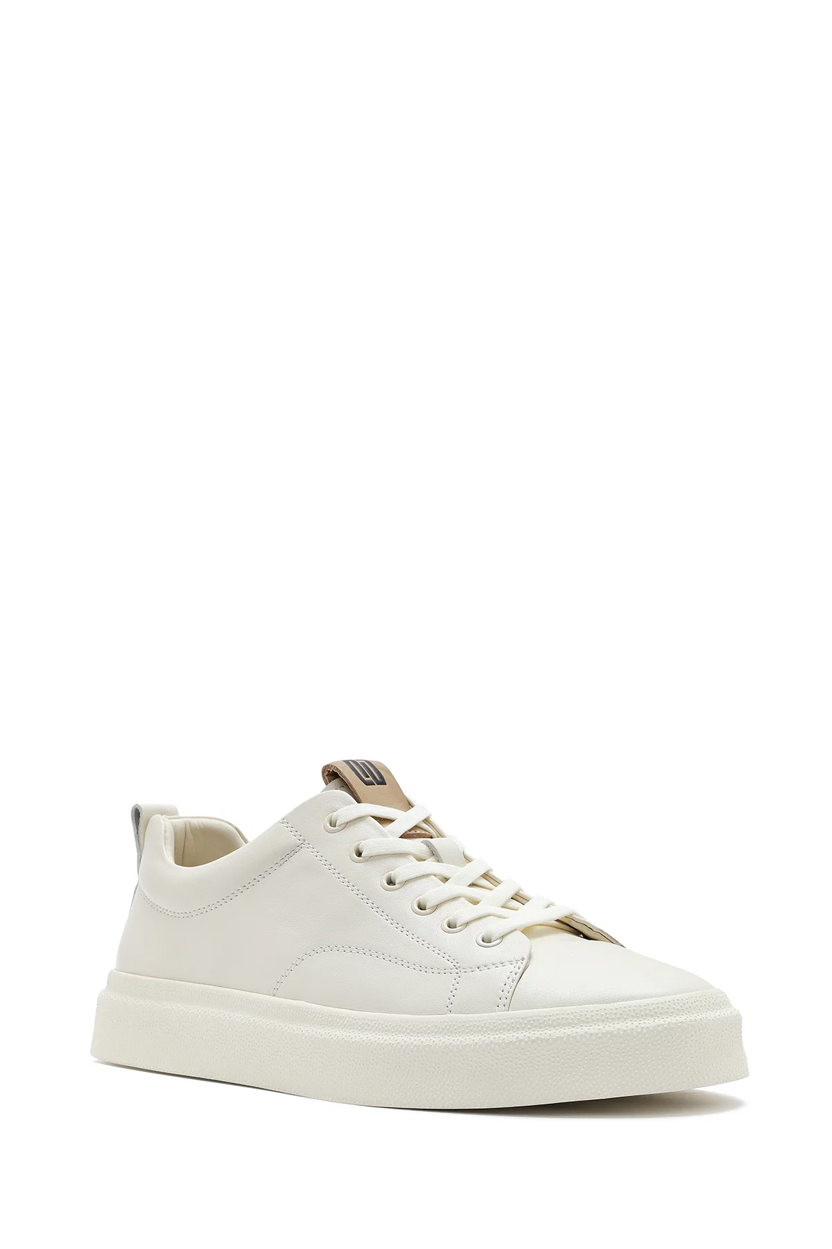 Erkek Beyaz Bağcıklı Deri Sneaker - Image 6