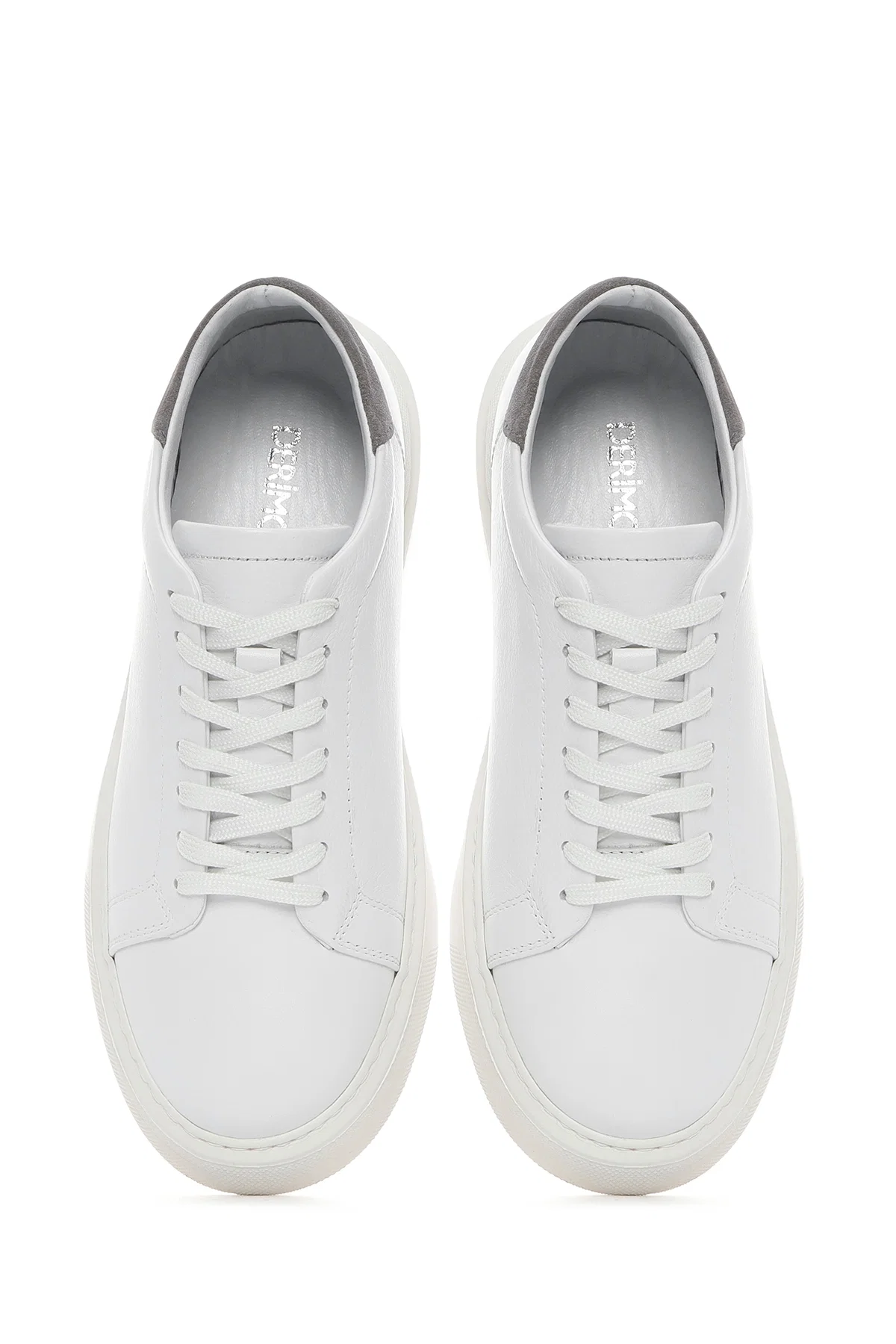 Erkek Beyaz Bağcıklı Deri Sneaker - Image 7