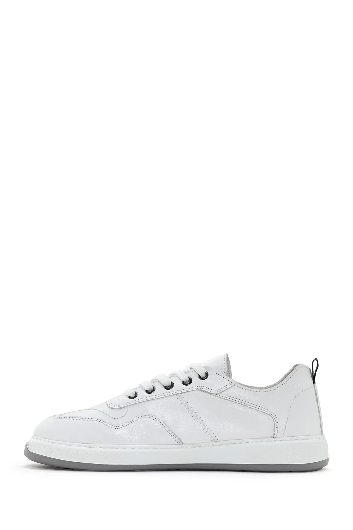 Erkek Beyaz Bağcıklı Deri Sneaker - Image 2