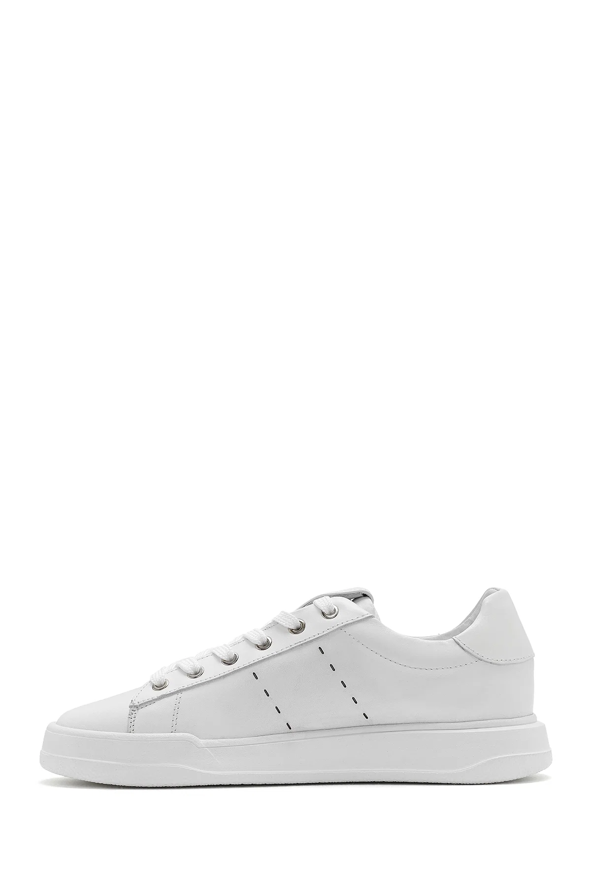 Erkek Beyaz Bağcıklı Deri Sneaker - Image 2
